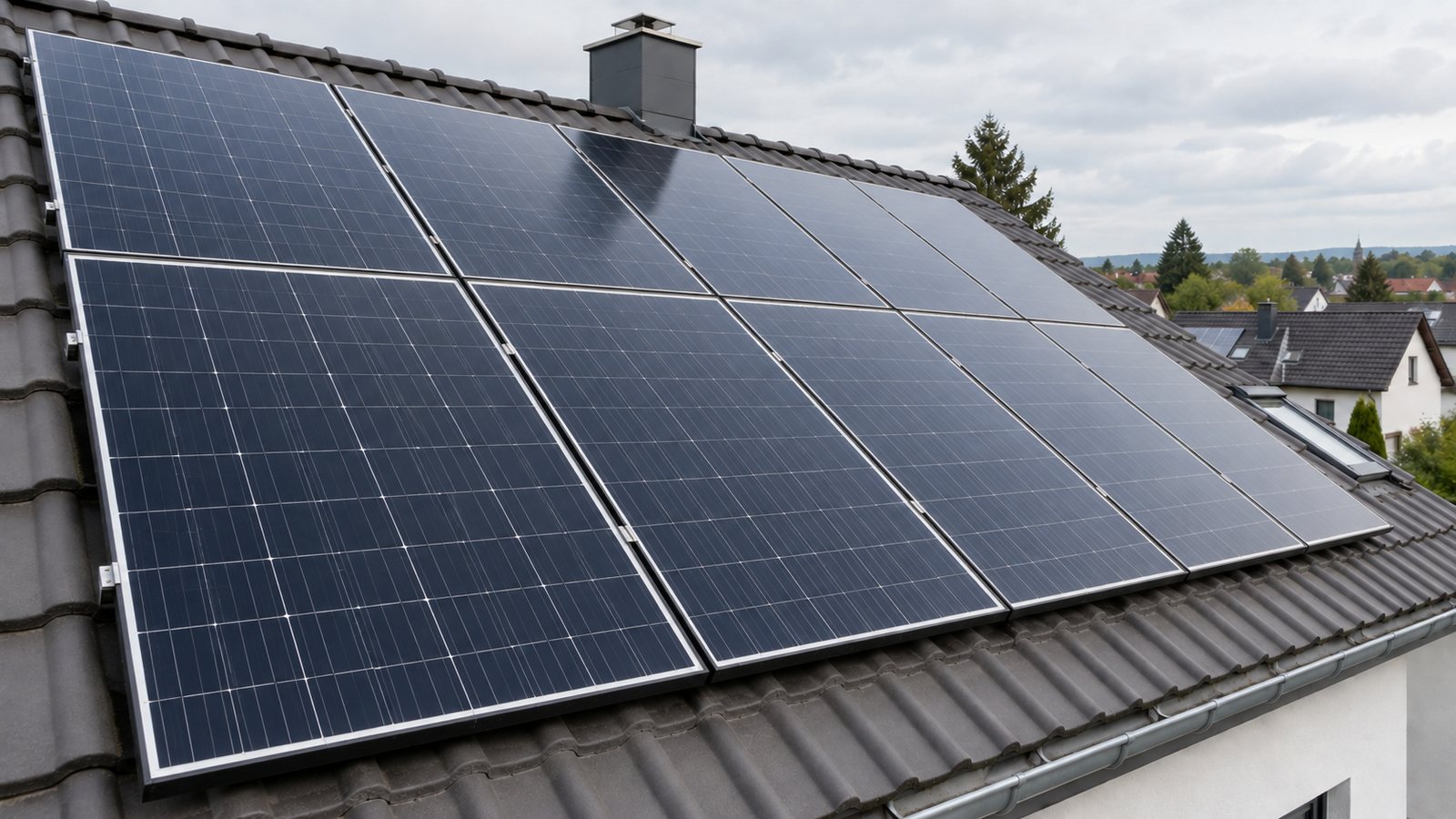 Dieselben Photovoltaik-Module nach einer fachgerechten Reinigung: klare, gleichmäßig dunkle Oberfläche